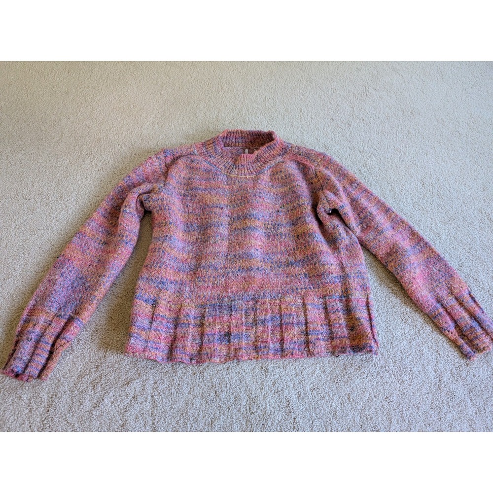 Women's Free People Colorful Thick Cozy Knit Sweater Small Cotton Candy